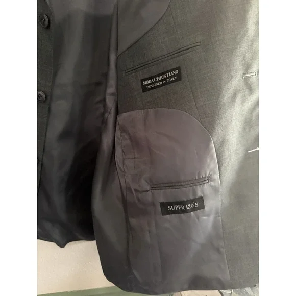 New NWT Moda Christiano Mens 40W 46R Sport Coat Blazer Jacket Super 120s‎ Grey